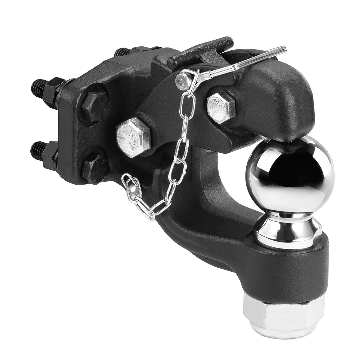 Pintle Hook, 30000 lbs Towing Capacity, Trailer Hitches Receiver Hook Combination 2-5/16-inch Hitch Ball, Fits 2.5 to 3-inch Lunette Ring with Mounting Kit, Wear-resistant, Black Powder Coat