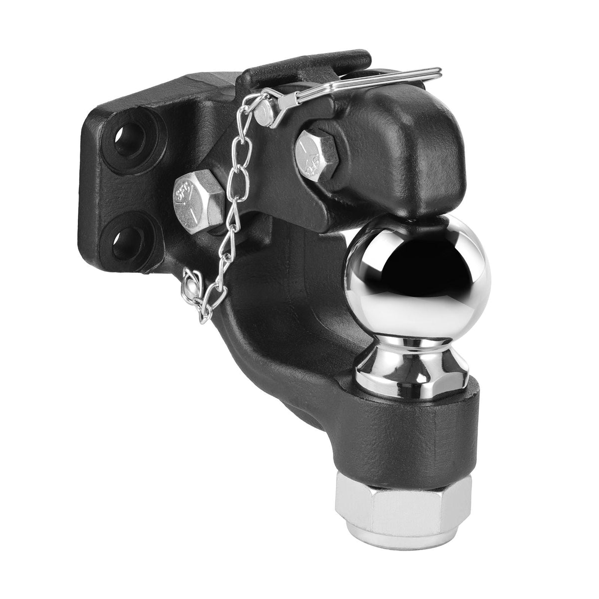 Pintle Hook, 30000 lbs Towing Capacity, Trailer Hitches Receiver Hook Combination 2-5/16-inch Hitch Ball, Fits 2.5 to 3-inch Lunette Ring with Mounting Kit, Wear-resistant, Black Powder Coat
