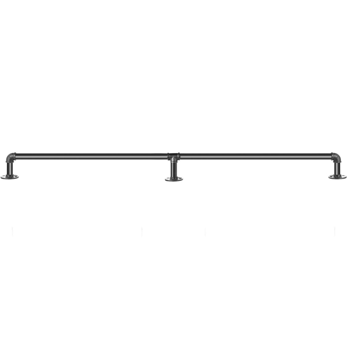 Pipe Stair Handrail, 5FT Staircase Handrail, 440LBS Load Capacity Carbon Steel Pipe Handrail, Industrial Pipe Handrail with Wall Mount Support, Round Corner Wall Handrailings for Indoor, Outdoor
