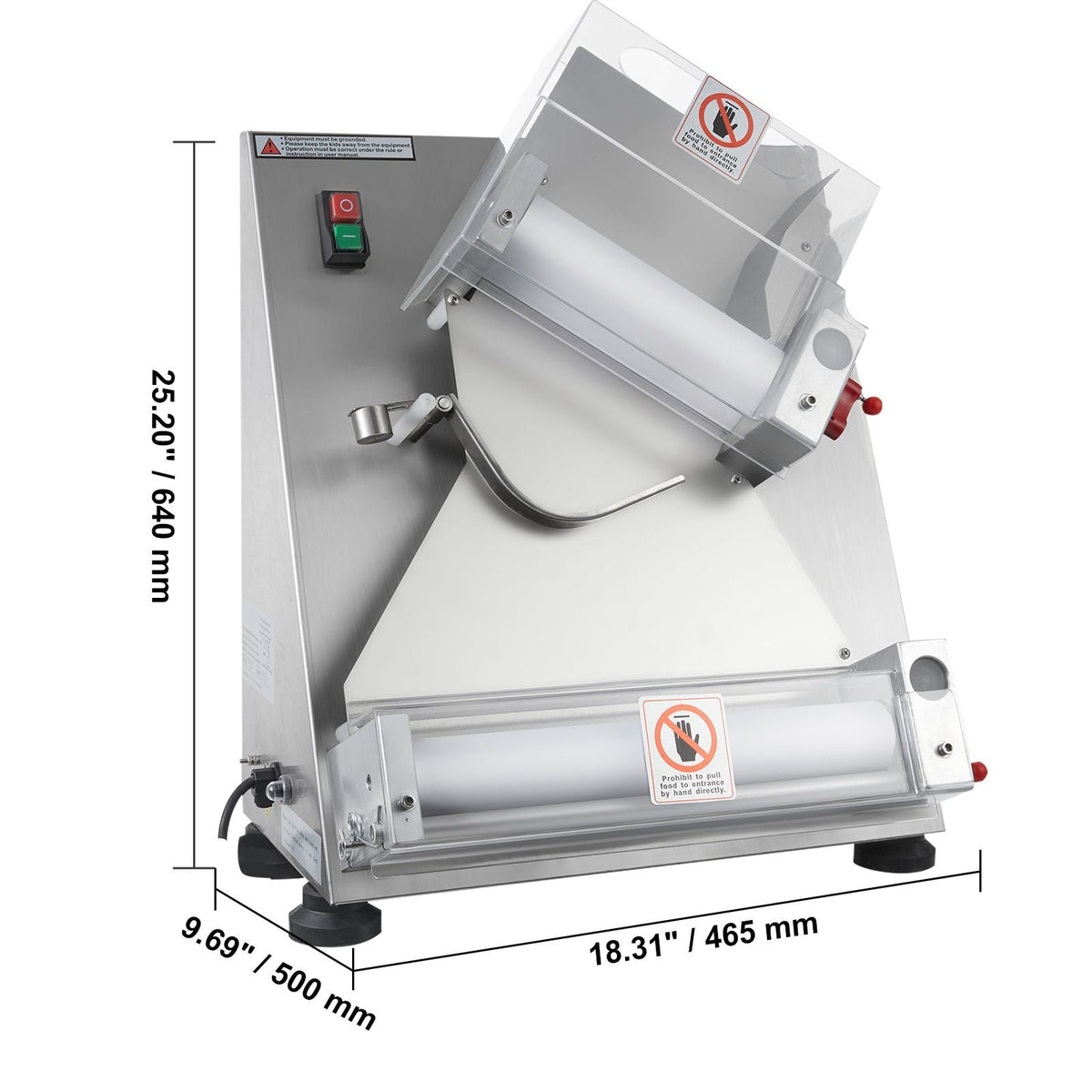 Pizza Dough Roller Sheeter, 3-12 Inch Automatic Commercial Pizza Press, 370W Electric 260 Per Hour Dough Roller, Stainless Steel Adjustable Thickness Dough Machine, for Pasta Maker Equipment