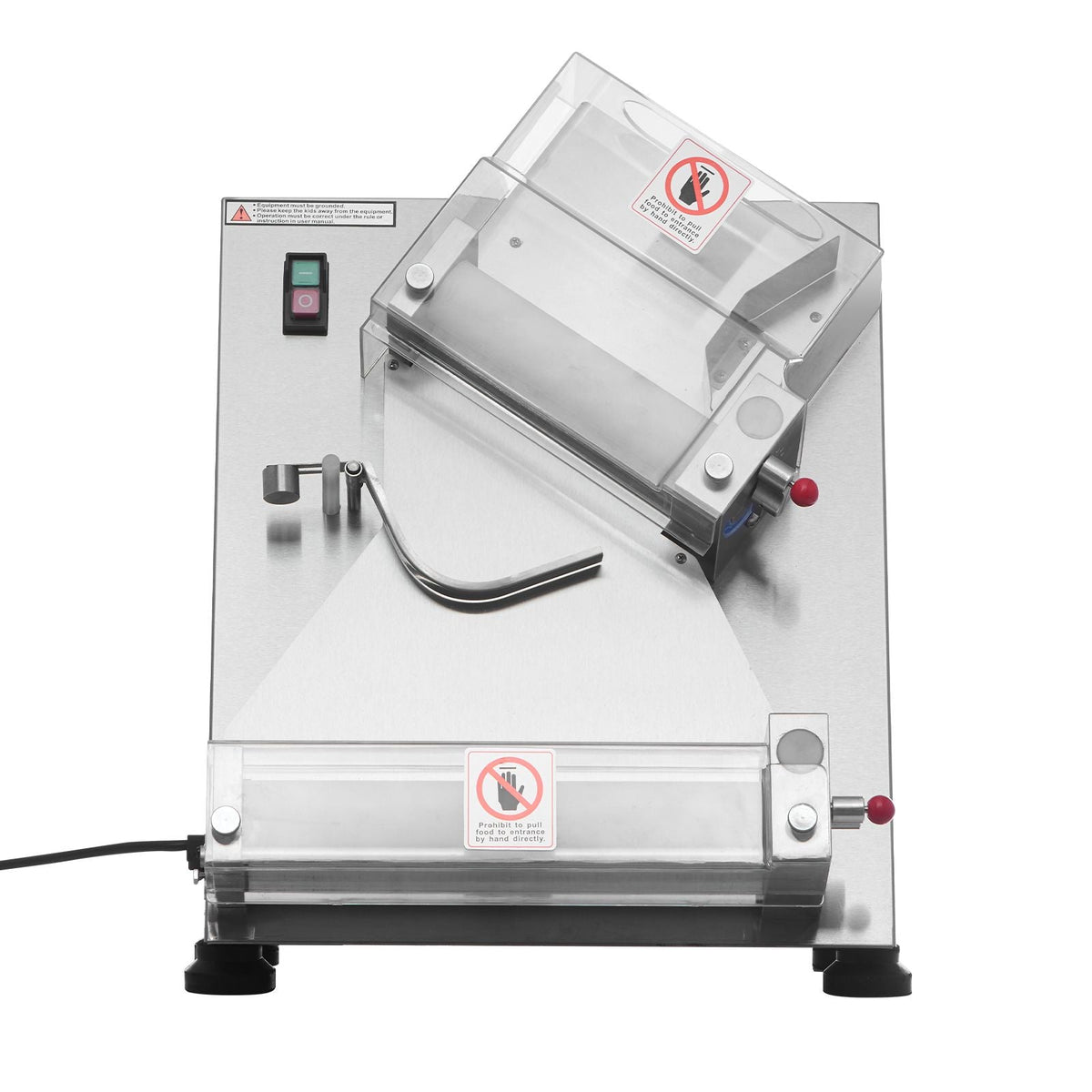 Pizza Dough Roller Sheeter, 3-14 Inch Automatic Stainless Steel Pizza Press, Commercial Electric 370W Pasta Maker Machine, 260 pcs Per Hour, Adjustable Thickness, with Dough Press Lid