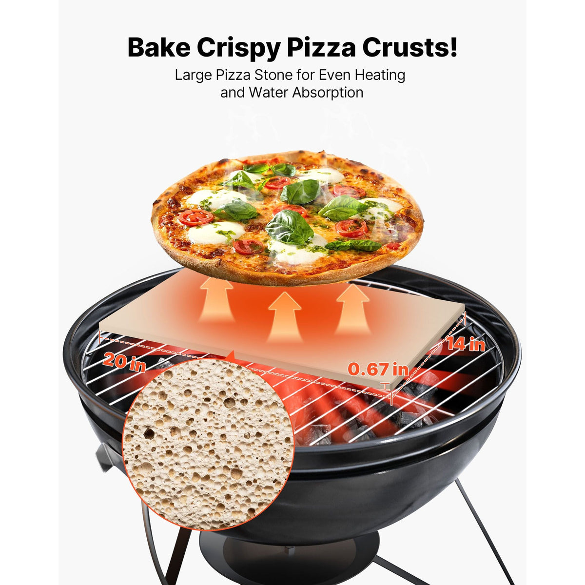 Pizza Stone, 20 x 14 x 0.67 in Rectangular Pizza Stone, Extra Large Baking-Stone with Scraper, 1450Fahrenheit Heat-Resistant Cordierite, for Oven, BBQ Griller, Baking Bread & Pizza