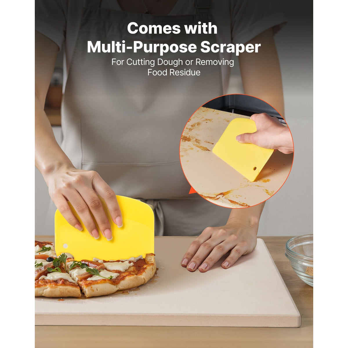 Pizza Stone, 20 x 14 x 0.67 in Rectangular Pizza Stone, Extra Large Baking-Stone with Scraper, 1450Fahrenheit Heat-Resistant Cordierite, for Oven, BBQ Griller, Baking Bread & Pizza