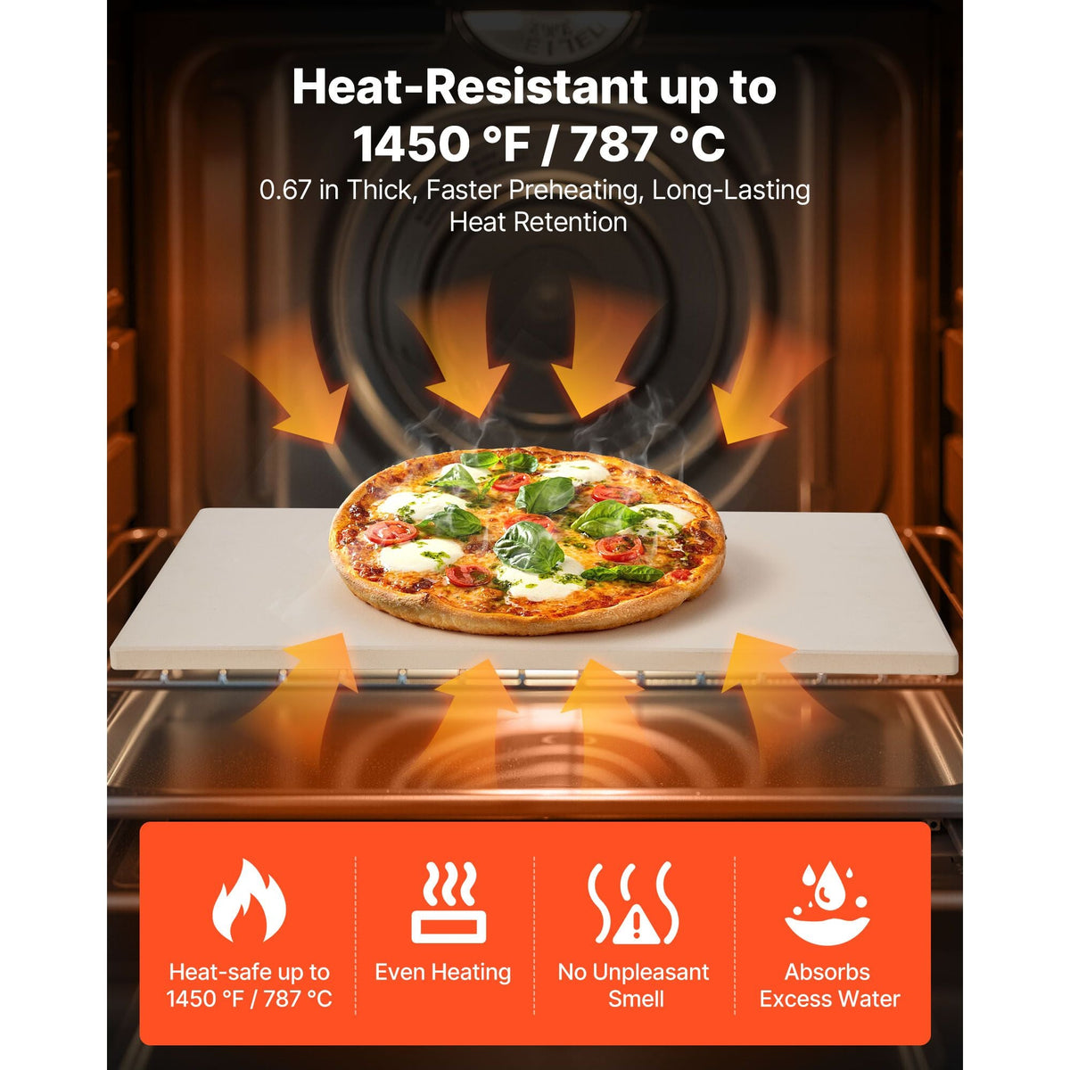 Pizza Stone, 20 x 14 x 0.67 in Rectangular Pizza Stone, Extra Large Baking-Stone with Scraper, 1450Fahrenheit Heat-Resistant Cordierite, for Oven, BBQ Griller, Baking Bread & Pizza