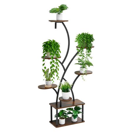 Plant Stand Indoor with Grow Lights, 62 in Tall 8-Tier Lighted Plant Shelf, Metal Corner Plants Holder, 3 Timer & 10 Brightness, Tree-Shaped Flower Display Rack for Living Room Balcony Decor