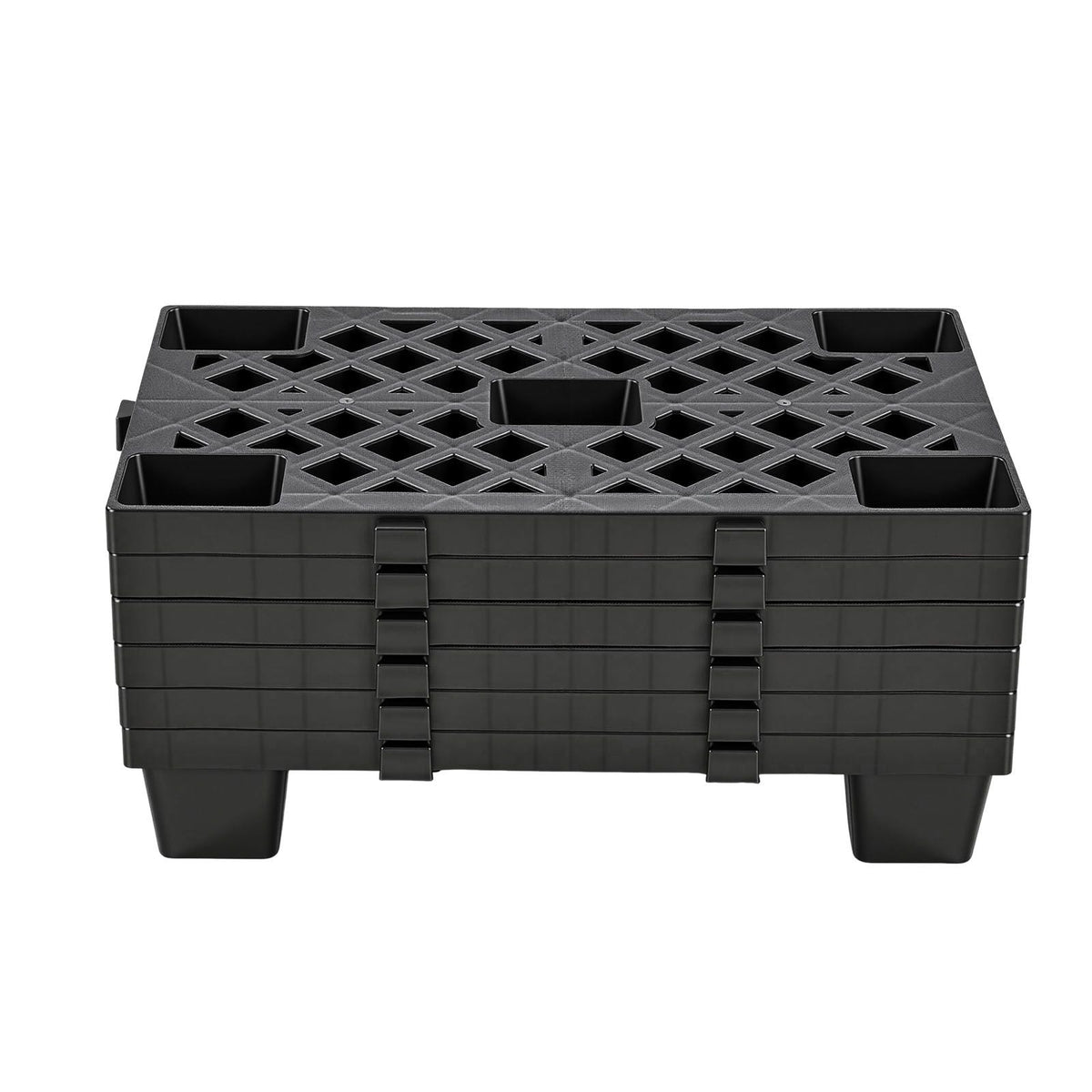Plastic Pallets, 6 Pcs Plastic Pallets for Basement Storage, Nestable Lightweight Waterproof Storage Pad with Breathable Grid for Indoor Outdoor Supermarket Warehouse, 19.7" x 12" x 3.9", Black