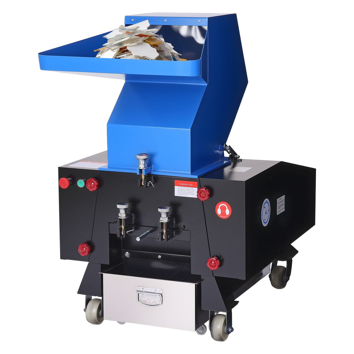 Plastic Shredder Crusher, 10HP/7.5KW Plastic Bottle Grinder Granulator, 250-450kg/h Capacity Pulverizer Recycling Machine with Wheels, SDK-11 Blade & 10mm Mesh for PVC PTFE (220V 60Hz 3-Phase)