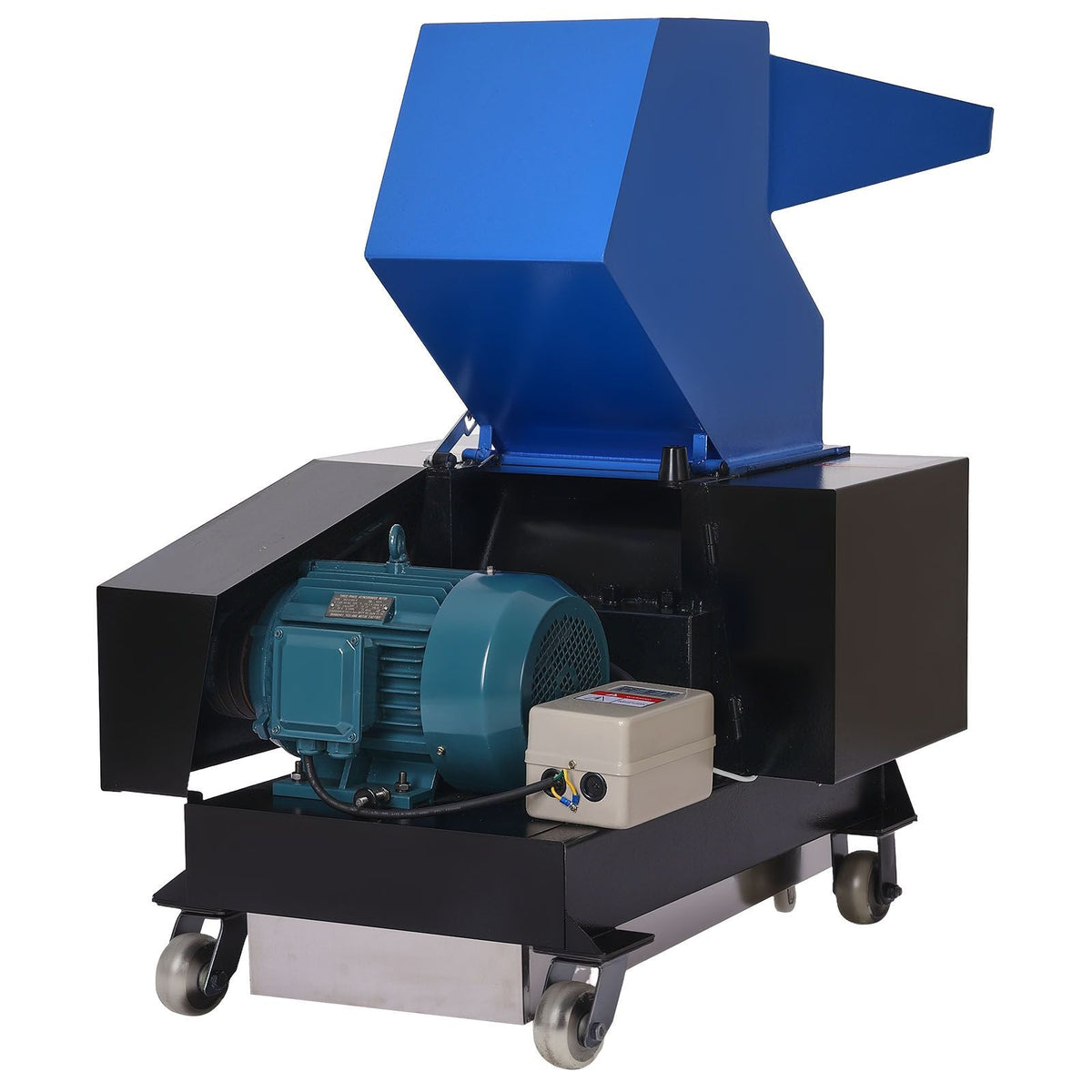 Plastic Shredder Crusher, 7.5HP/5.5KW Plastic Bottle Grinder Granulator, 200-300kg/h Capacity Pulverizer Recycling Machine with Wheels, SDK-11 Blade & 8mm Mesh for PVC PTFE (220V 60Hz 3-Phase)
