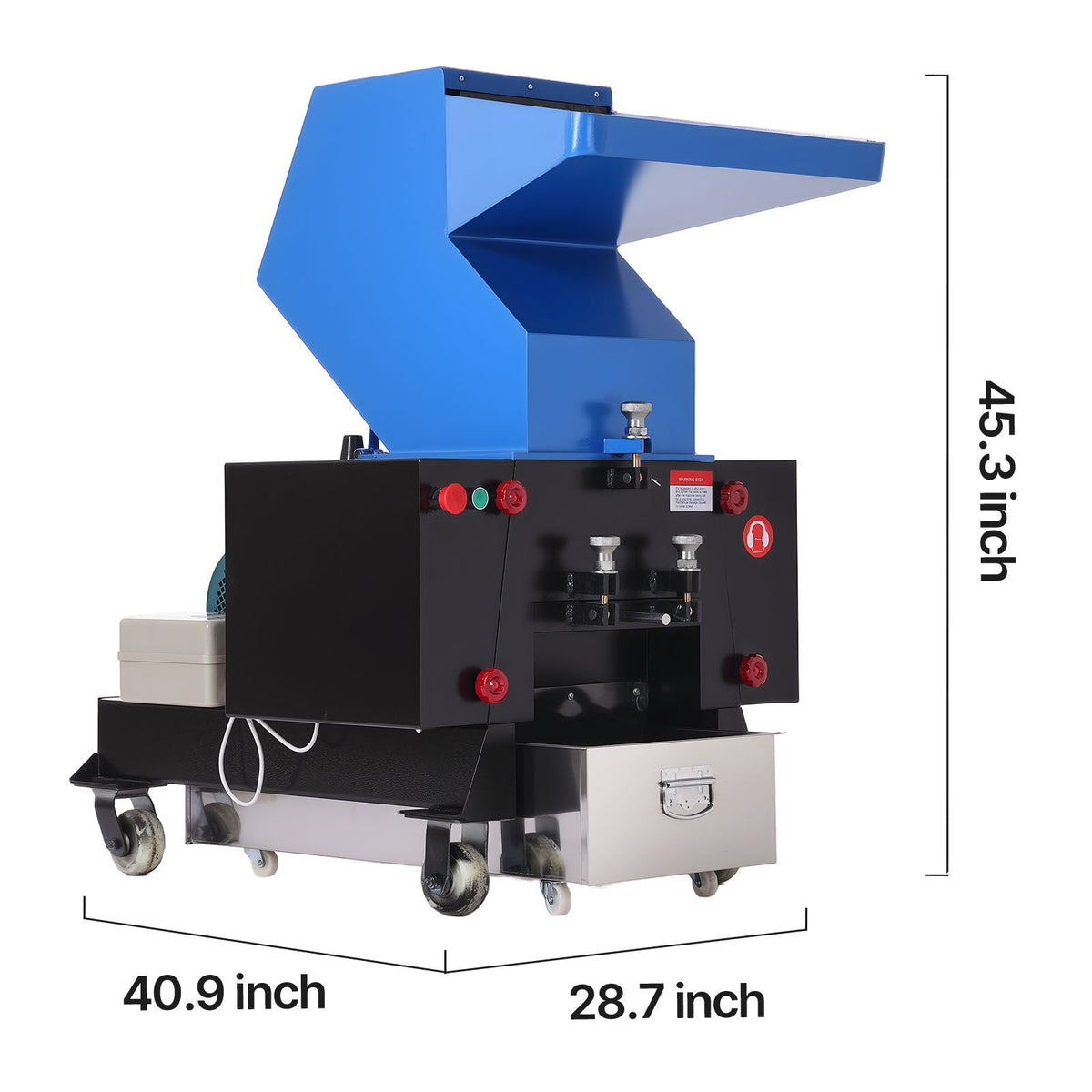 Plastic Shredder Crusher, 7.5HP/5.5KW Plastic Bottle Grinder Granulator, 200-300kg/h Capacity Pulverizer Recycling Machine with Wheels, SDK-11 Blade & 8mm Mesh for PVC PTFE (220V 60Hz 3-Phase)