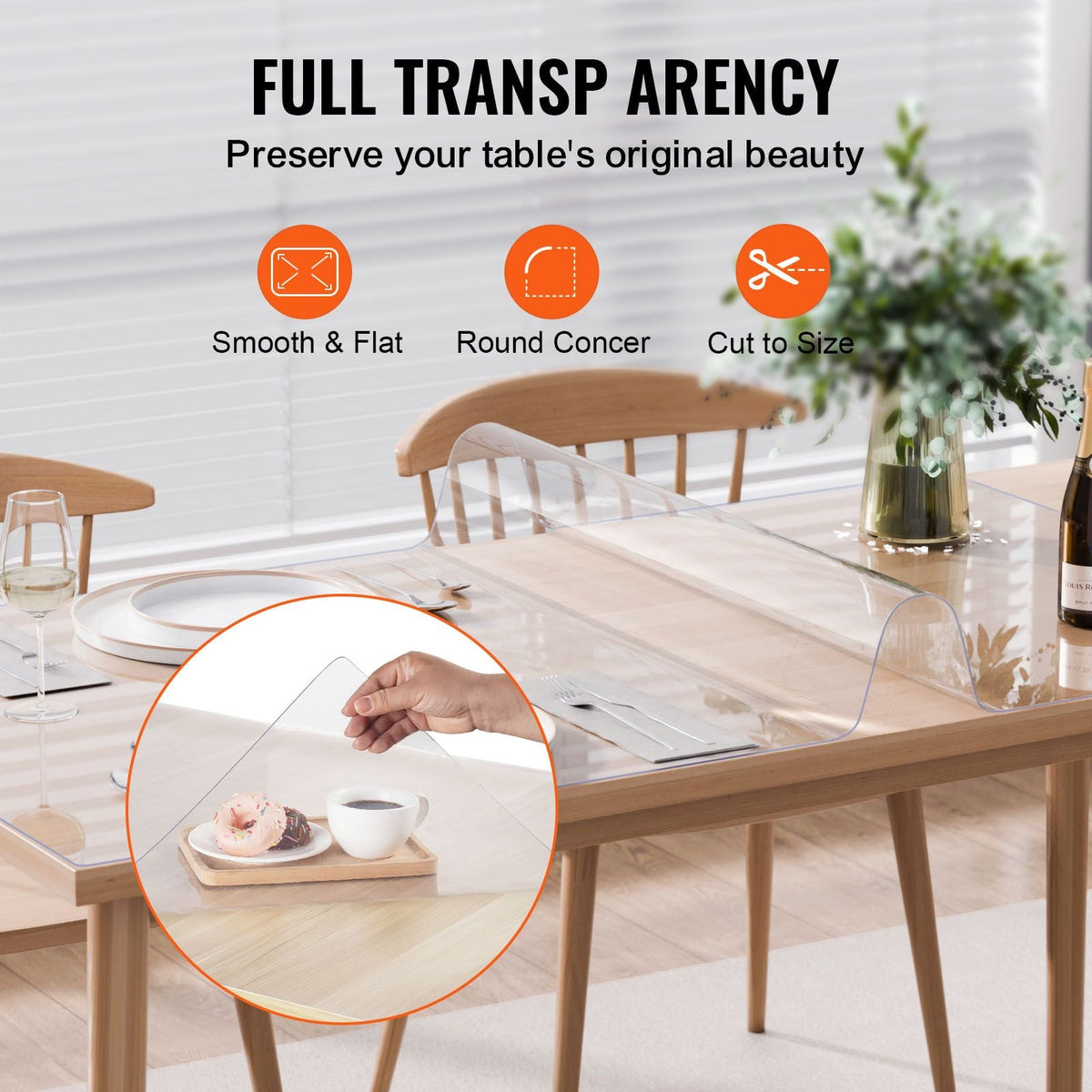 Plastic Table Cover, 36 x 48 Inch 1.5 mm Thick Clear Table Protector, Rectangle PVC Desk Mat, Waterproof & Easy Cleaning Desk Pad Tablecloth, for Office Dresser Dining Room Table Night Stand