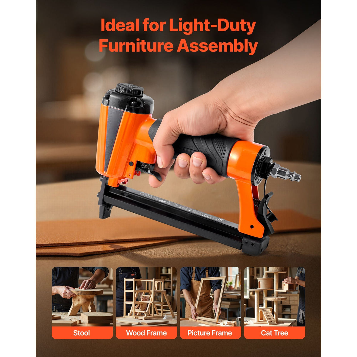 Pneumatic Staple Gun, 21 Gauge Pneumatic Upholstery Stapler for 80 Series 1/2-inch Crown 1/4"-5/8" Length Staples, 70-110 PSI Air Staple Gun for Woodworking, Upholstering, Crafts, DIY Projects