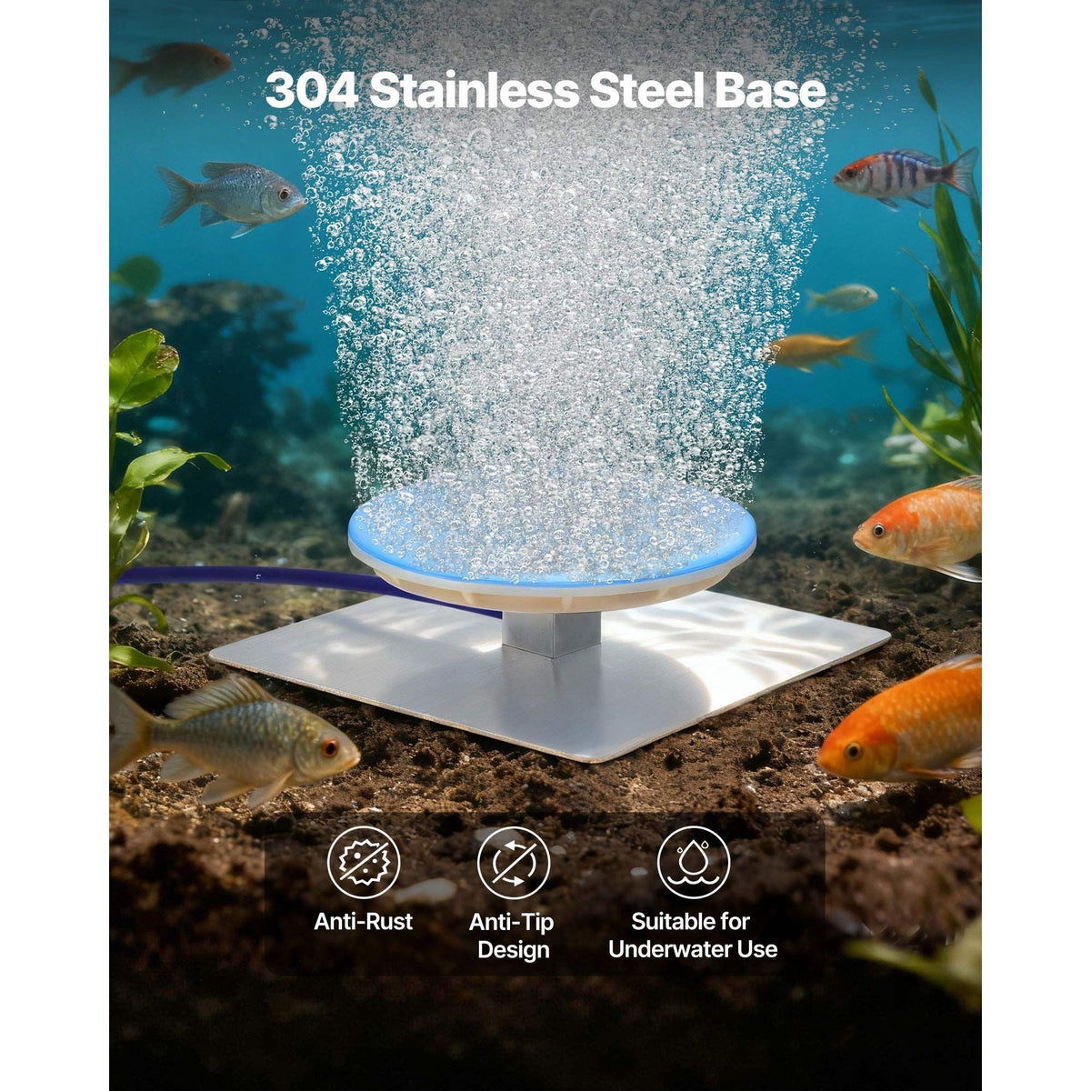 Pond Aerator Air Diffuser, 8 in Durable Silicone Lake Aeration Diffuser with Weighted Base, Outdoor Pond Aeration Syetem Accessories for Efficient Oxygen Diffusion & Water Quality Improvement