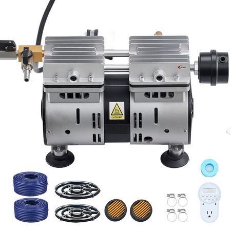 Pond Aerators, 5.2CFM Aeration System for Lake up to 3 Acres, 3/4 HP Air Compressor, 2 Diffusesr & Two100' Weighted Tubings, Aeration Pump for Outdoor Ponds & Lakes Deep Water Oxygen Circulation