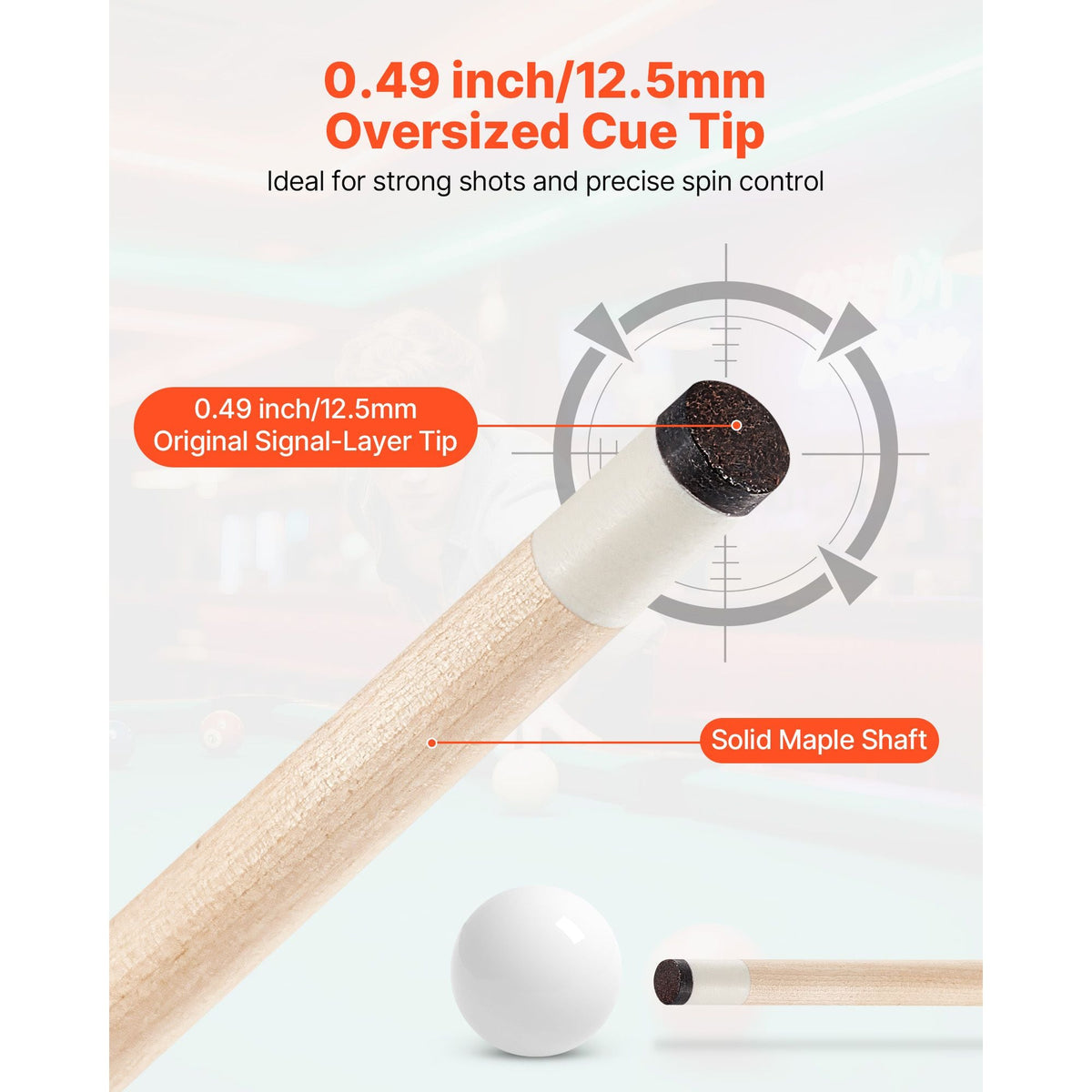Pool Cue, 4 Pieces Pool Stick, 58 inch Canadian Maple Wood Billiard Pools Stick with ABS Connection Ring, Cues Sticks for Professional Pool Table, Bar, Home, Office, 18 oz, 19 oz, 20 oz, 21 oz