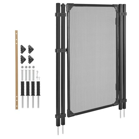 Pool Fence Gate, 4 x 2.5 ft Inground Swimming Pool Fences Gate, Outdoor Security Fencing Door Kit with Self-Closing and Self-Locking Design, 352 gsm Teslin PVC Mesh, Easy Installation, Black
