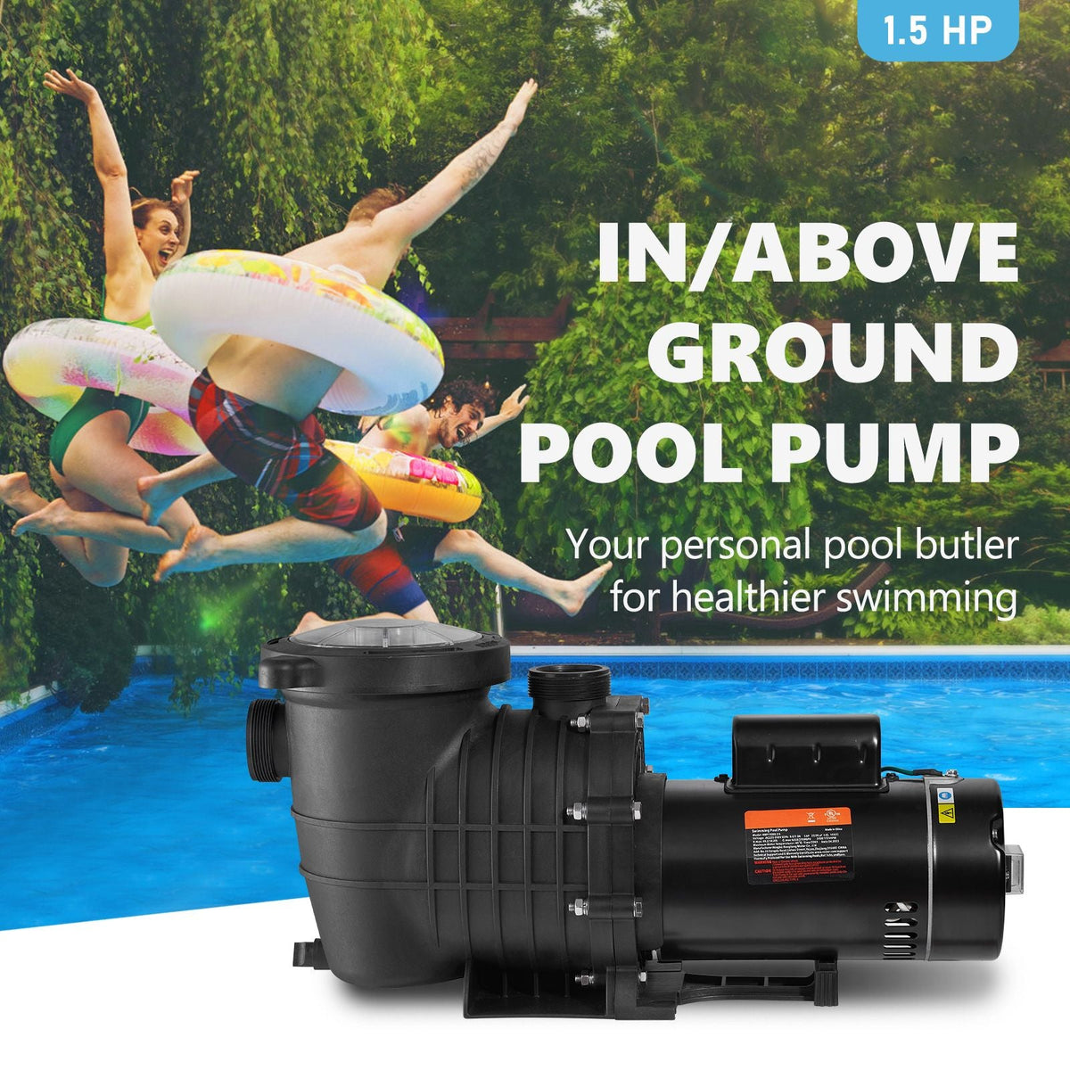 Pool Pump 1.5HP 230V, Variable Dual Speed Pumps 1100W for Above Ground Pool, Powerful Pump with Strainer Filter Basket, 5400 GPH Max. Flow, Energy Saving Swimming Pool Pump
