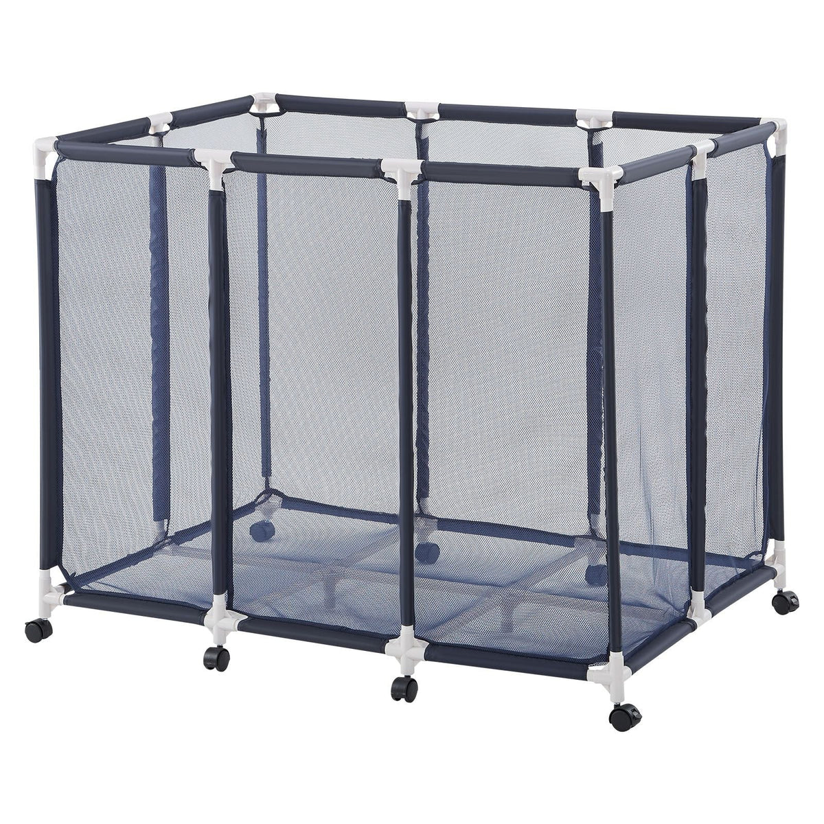 Pool Storage Bin, 48 x 33 x 39 in, Rolling Pool Float Storage Organizer with Casters, Durable Plastic Frame, Poolside Toys Noodles Holder, Breathable Mesh Basket for Swimming Pools
