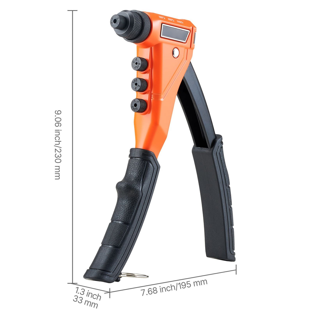 Pop Rivet Gun Kit, with 200 Blind Rivets, Heavy Duty Single Hand Riveter with 4 Interchangeable Nosepieces, 4 Drill Bits, and a Carrying Case, Manual Riveting Tool for Metal, Automotive, Home