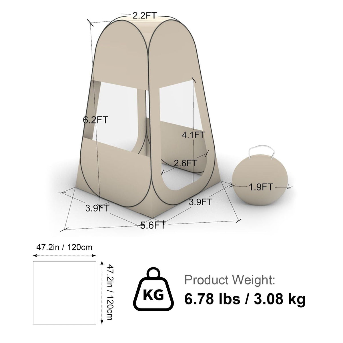 Pop up Sports Tent, 47x47 in Clear Bubble Tent for 1 Person, Waterproof Outdoor Pod with Floor Mat & Top Cover, Garden Igloo Dome Tents Camping Shelter for Events Fishing Cheering