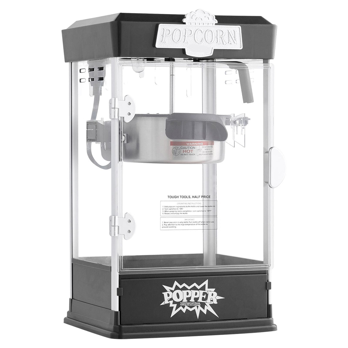 Popcorn Maker, 480W Popcorn Popper Machine, 4 Oz Kettle Makes 1.5 Gallon per Batch, Tabletop Popcorn Maker, Includes 3 Scoops, Movie Theater Style, Black