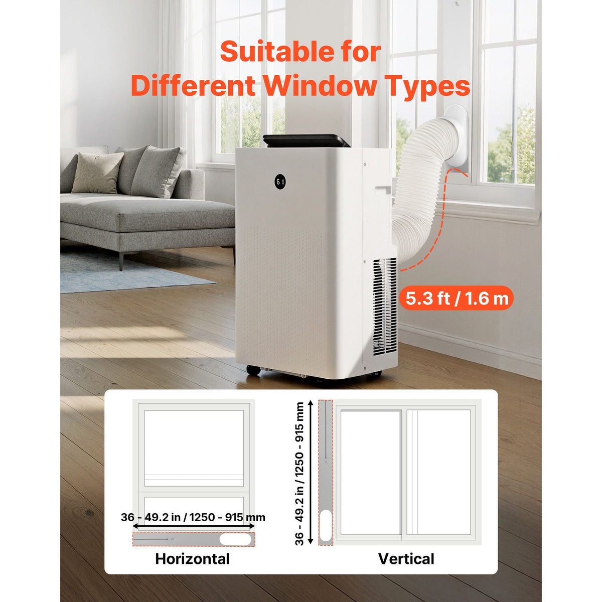 Portable Air Conditioner, 14000 BTU ASHRAE (9800 BTU SACC) 4-in-1 Standing Cooling Ac Unit, LED Touch Panel & Remote Control, 24h Timer, Cooling, Dehumidifier, Fan, Sleep Mode for Room Indoor