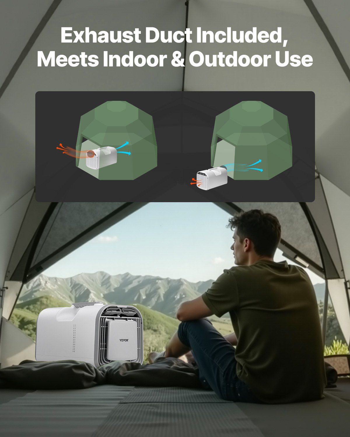 Portable Air Conditioner, 4250 BTU 3-Speed Air Conditioning Unit with 24H Timer, Air Portable AC Adjustable from 16-32°C, Compatible with AC/DC, for Outdoor Tent Camping, RVs or Home Use, White