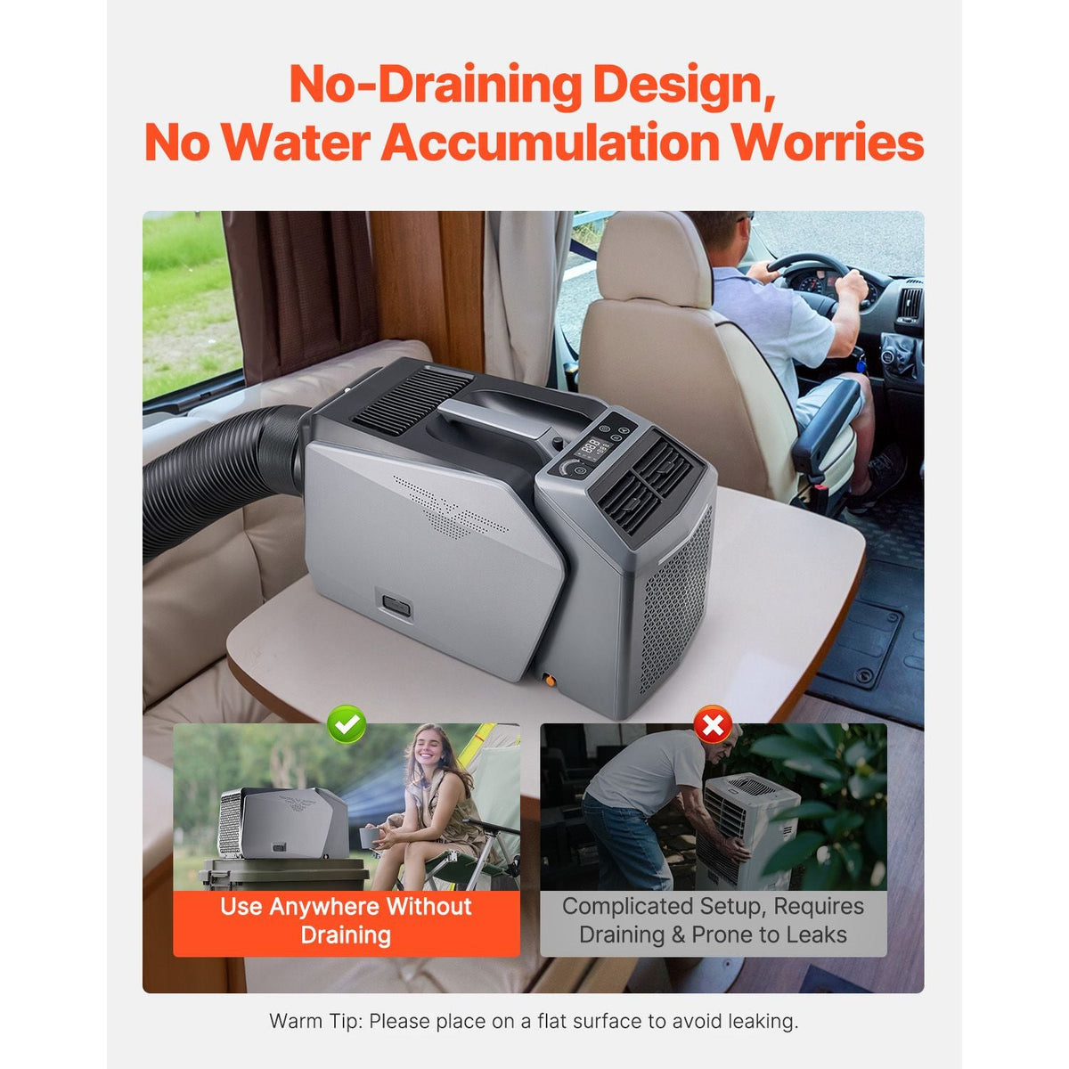 Portable Air Conditioner, 5000 BTU 3-Speed Air Conditioning Unit with 24H Timer, Air Portable AC Adjustable from 16 - 32 C, Compatible with AC/DC for Outdoor Tent Camping, RVs or Home Use, Grey