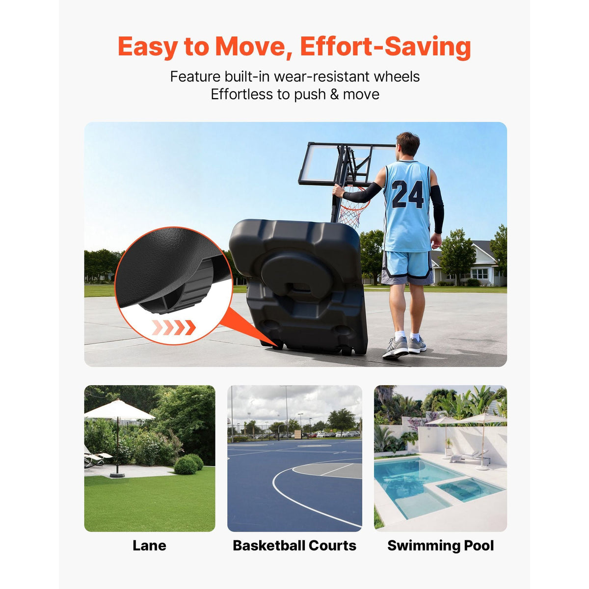 Portable Basketball Stand, 10 ft Height Adjustment Basketball Hoop & Goal, Portable Basketballs Hoop with 54 inch PC Backboard & Wheels for Kids, Teens, Adults in Driveways, Pools, Schools