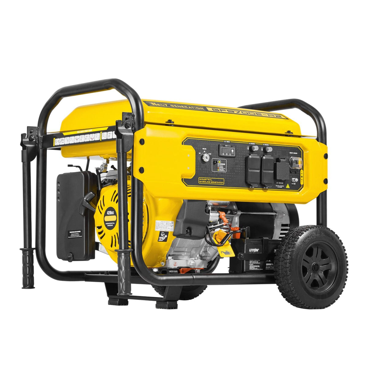 Portable Generator, 9625W Peak Watt Home Generator, Backup Generators for Home with Foldable Handle, Electric Start, Gas Powered, CO Sensor, RV & Emergency Ready 30A & 20A Outlets, AVR