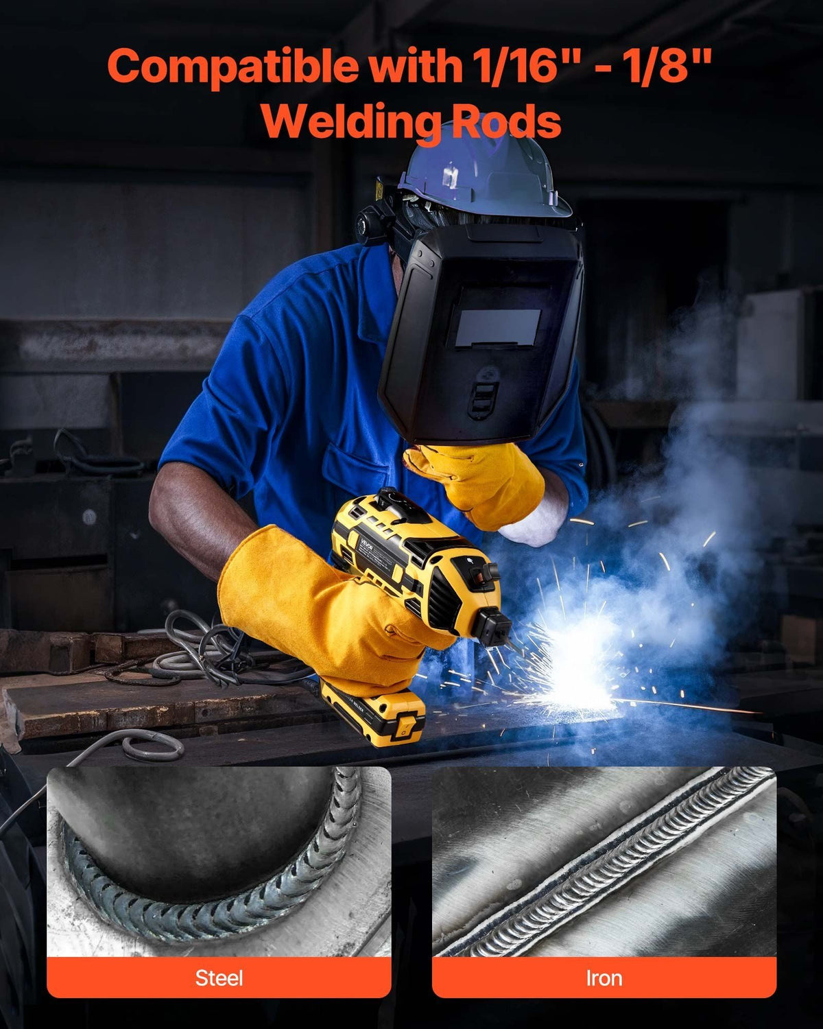 Portable Handheld Welding Machine, 20-120A Portable ARC Welder with 5-Level Current Adjustment & IGBT Inverter, 110V Handheld Stick Welder with Hot Start Function Fit for 1/16"-1/8" Welding Rods