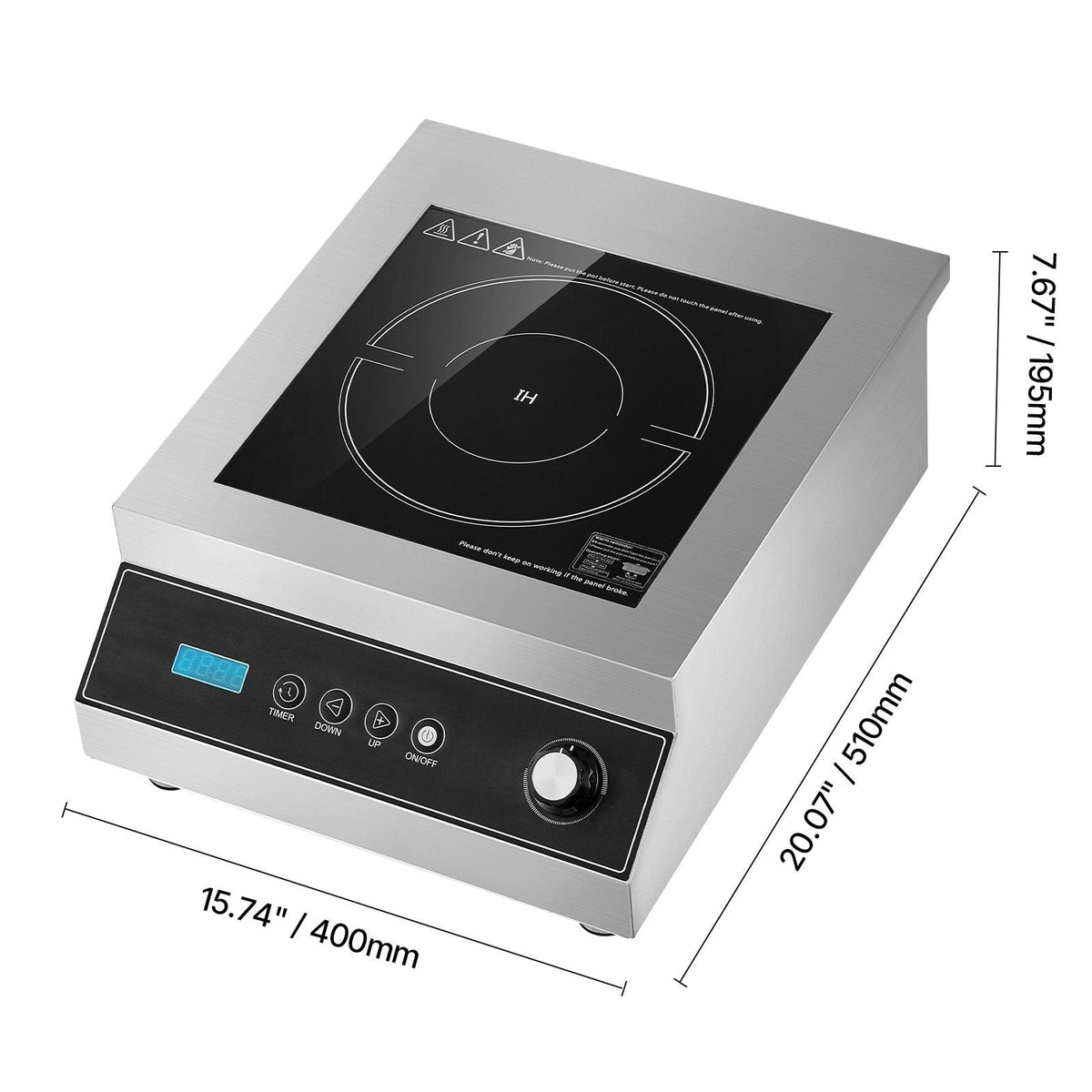 Portable Induction Cooktop, 5000W Commercial Induction Burner with 16 Temperature Settings, Stainless Steel Countertop Induction Hot Plate with 4H Timer, Child Lock, for Restaurant Cooking