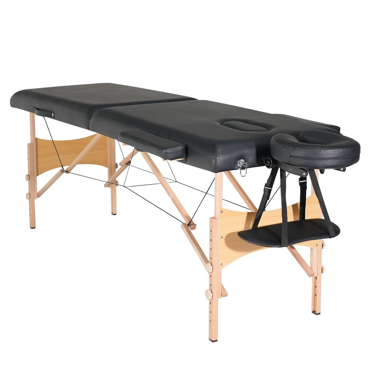 Portable Massage Table 24" W, 2 Folding Lightweight Massage Table, 8-Level Height Adjustable Salon Tattoo Bed, Spa Table with Headrest, Armrests, Hand Pallet & Carrying Bag, 600LBS