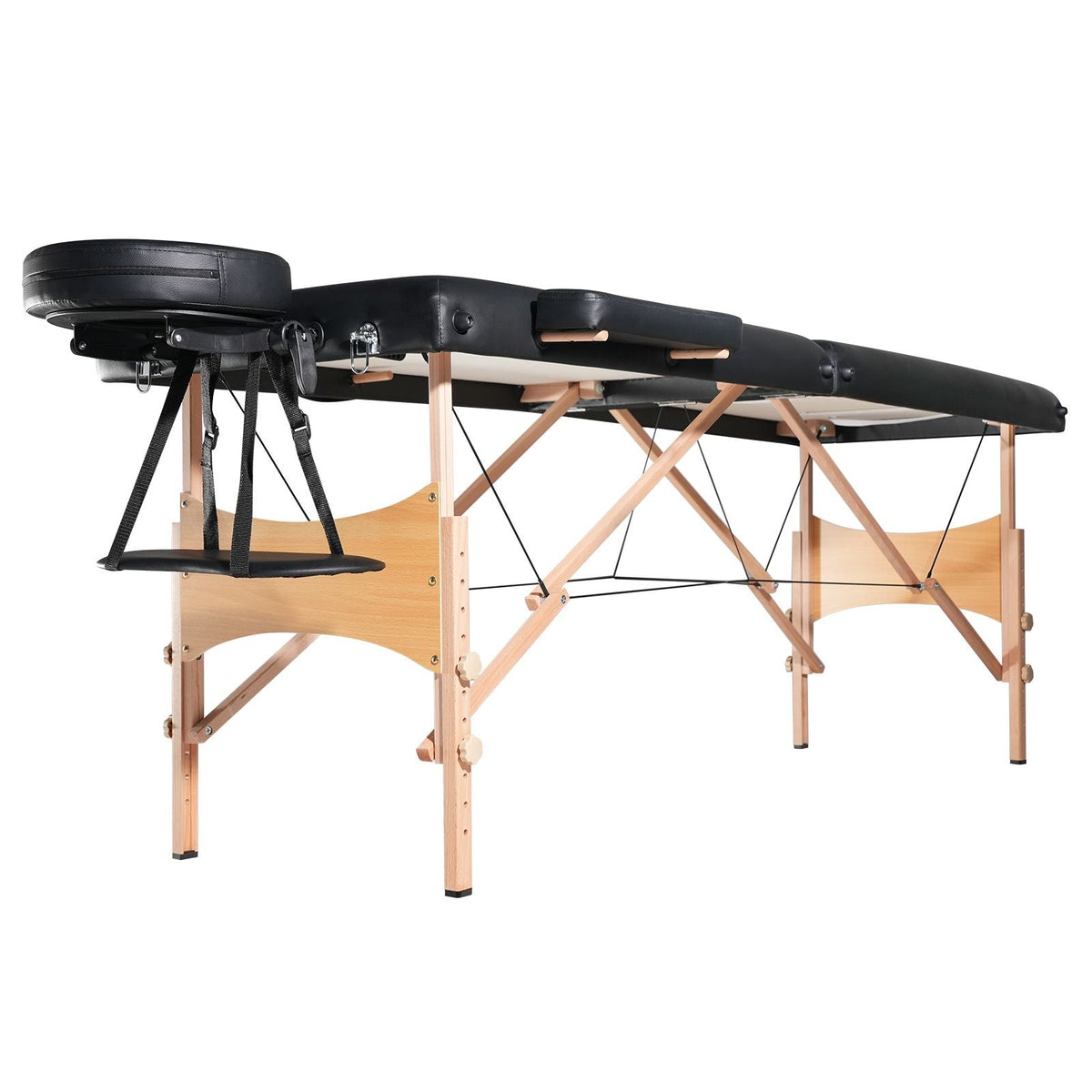 Portable Massage Table 24" W, 2 Folding Lightweight Massage Table, 8-Level Height Adjustable Salon Tattoo Bed, Spa Table with Headrest, Armrests, Hand Pallet & Carrying Bag, 600LBS