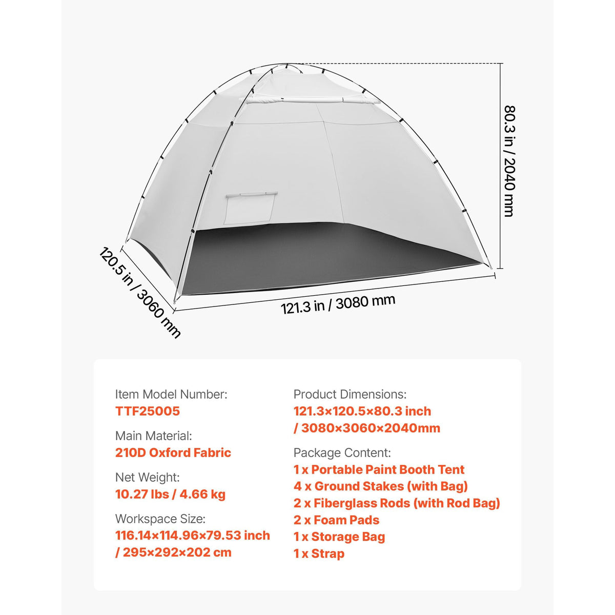 Portable Paint Booth Tent, 116.14 x 114.96 x 79.53 inch Painting Tent Station, Spray Shelter with Built-in Floor & Mesh Screen, Large Space, Oxford Spray Painting Tents for Cupboard, Chairs