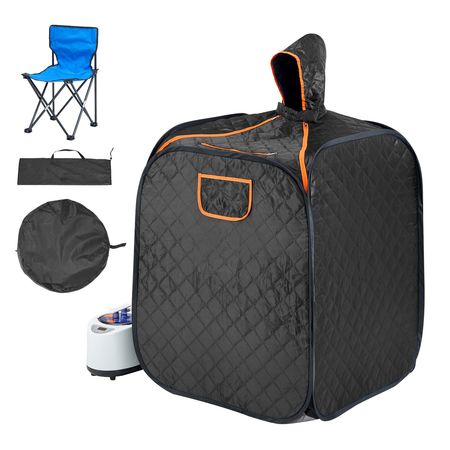 Portable Personal Steam Sauna Spa Tent with 1200 Watt Steam Generator, with Chair & Storage Bag, Home Therapeutic Sauna Blanket for Detox Relaxation, Time & Temperature Remote Control, Black