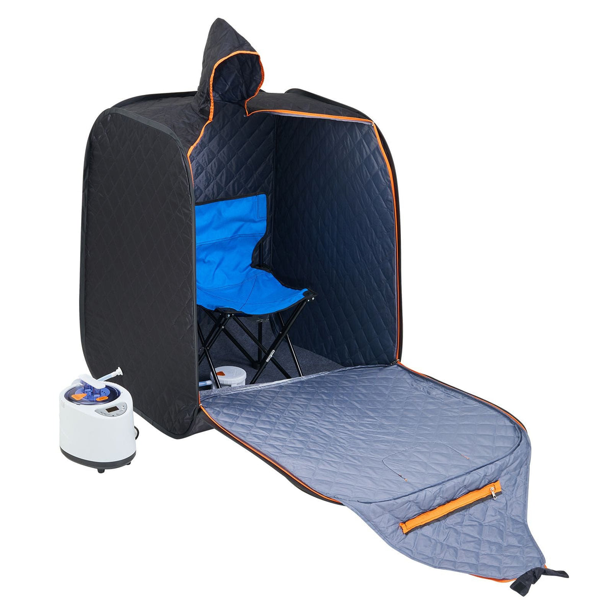 Portable Personal Steam Sauna Spa Tent with 1200 Watt Steam Generator, with Chair & Storage Bag, Home Therapeutic Sauna Blanket for Detox Relaxation, Time & Temperature Remote Control, Black