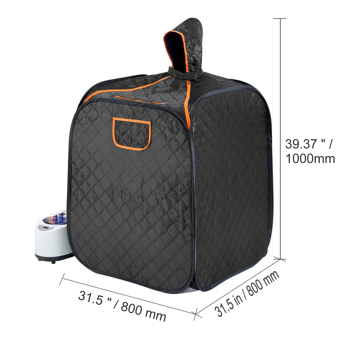 Portable Personal Steam Sauna Spa Tent with 1200 Watt Steam Generator, with Chair & Storage Bag, Home Therapeutic Sauna Blanket for Detox Relaxation, Time & Temperature Remote Control, Black