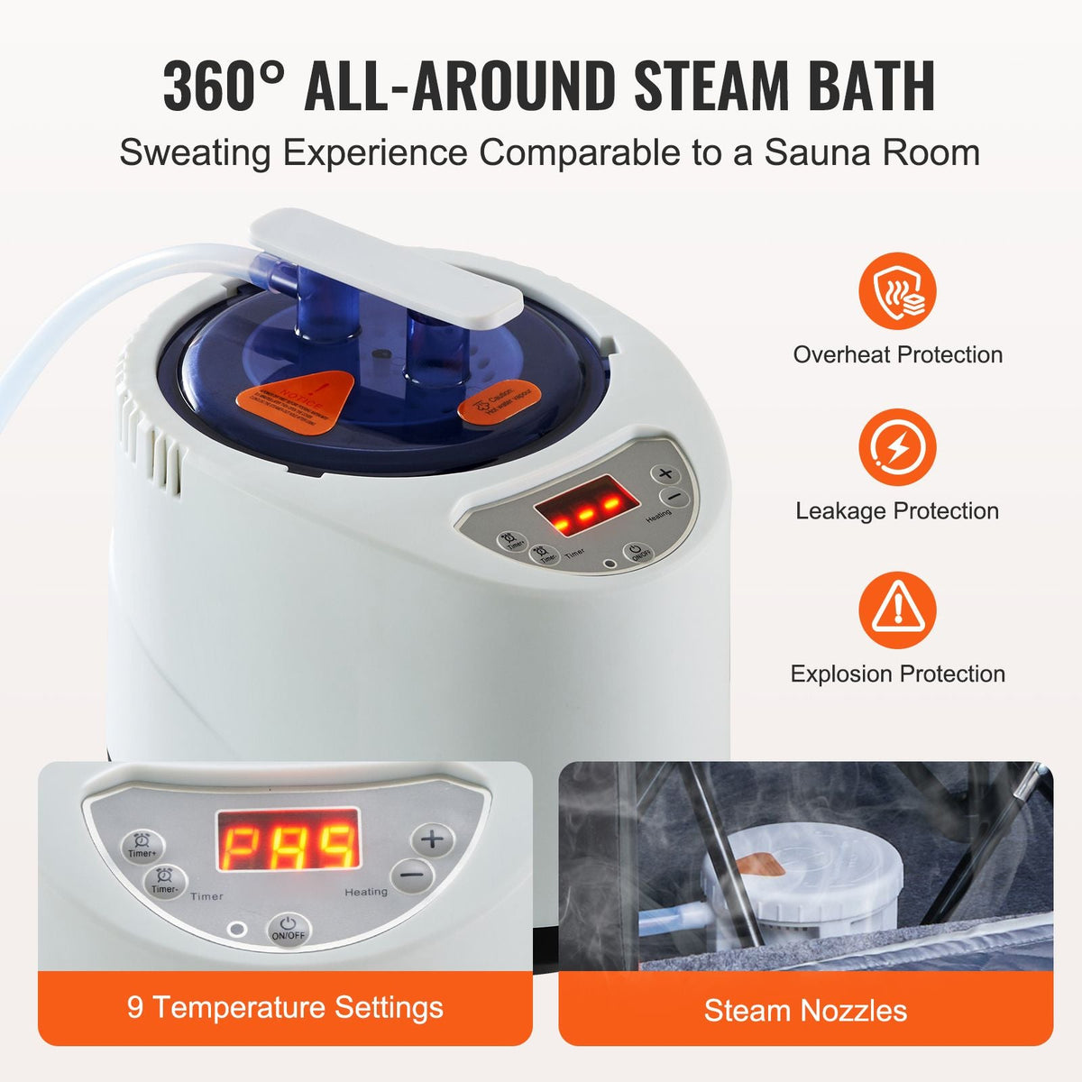 Portable Personal Steam Sauna Spa Tent with 1200 Watt Steam Generator, with Chair & Storage Bag, Home Therapeutic Sauna Blanket for Detox Relaxation, Time & Temperature Remote Control, Black