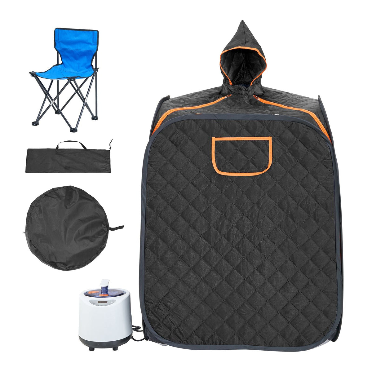 Portable Personal Steam Sauna Spa Tent with 1200 Watt Steam Generator, with Chair & Storage Bag, Home Therapeutic Sauna Blanket for Detox Relaxation, Time & Temperature Remote Control, Black