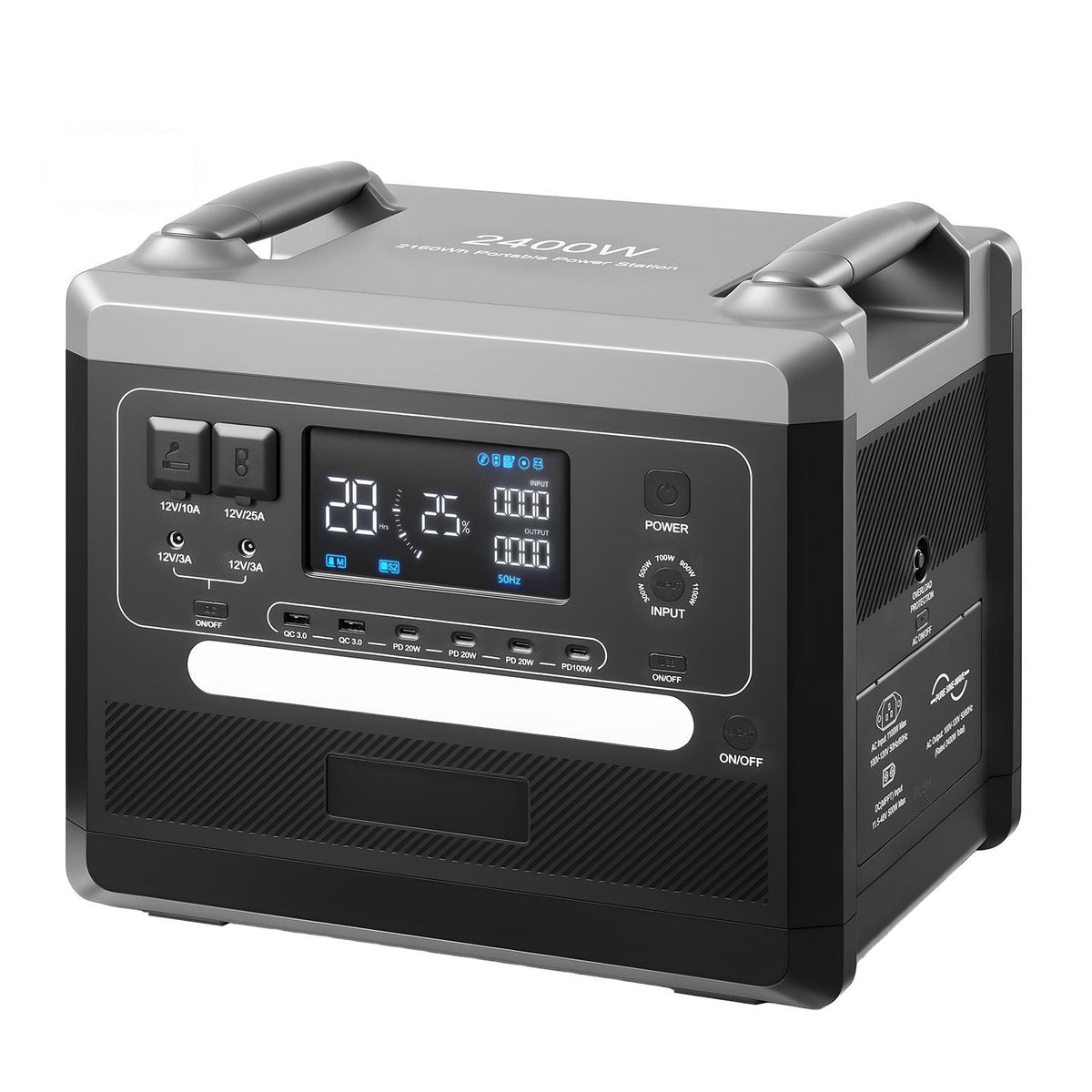 Portable Power Station, 2400W 2160Wh Power Station Solar Generator with 10 Output Ports & Adjustable Input Power, Expandable LiFePO4 Battery Backup for Home Camping RV (Solar Panel NOT Included)