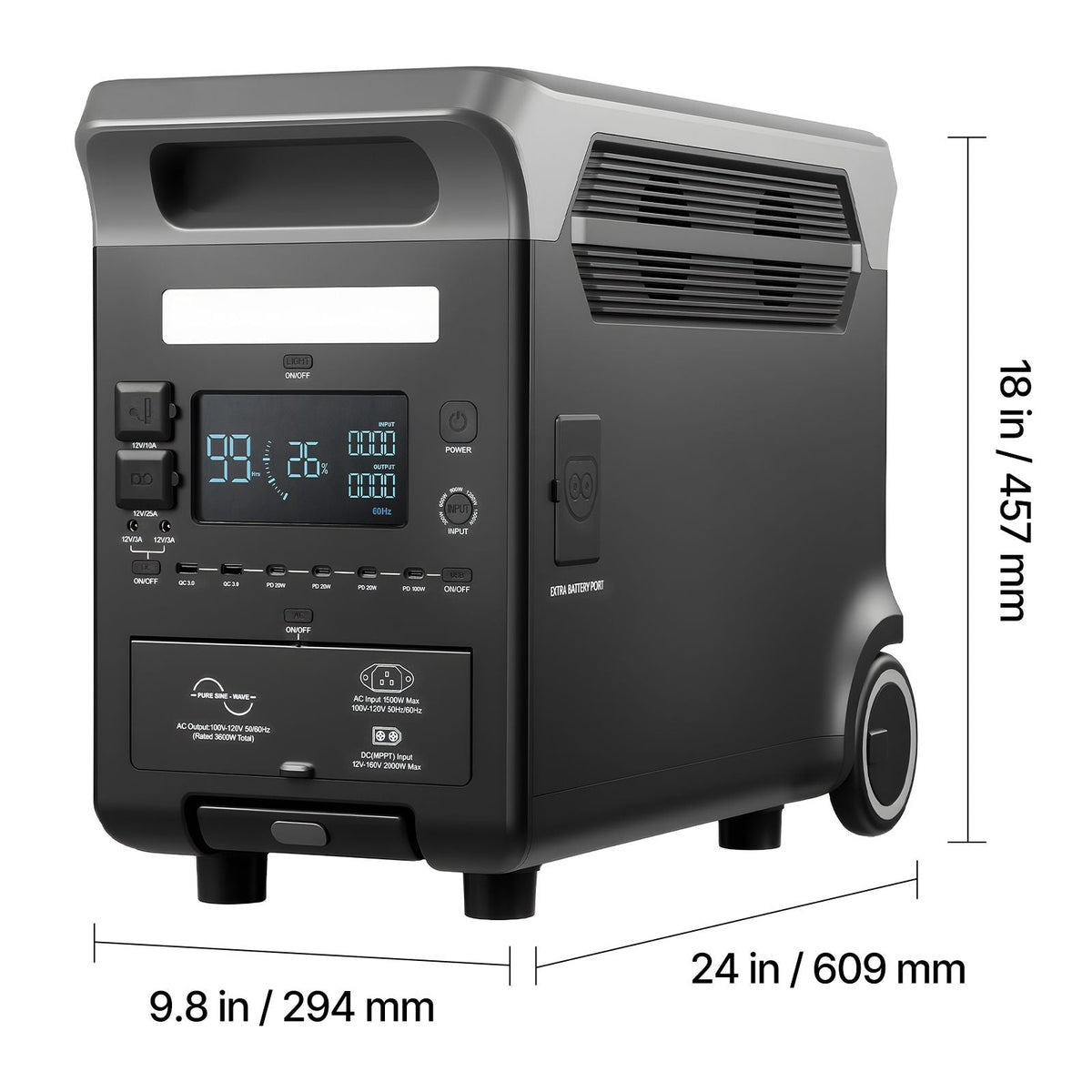 Portable Power Station, 3600W 3840Wh Power Station Solar Generator with 10 Output Ports & Adjustable Input Power, Expandable LiFePO4 Battery Backup for Home Camping RV (Solar Panel NOT Included)