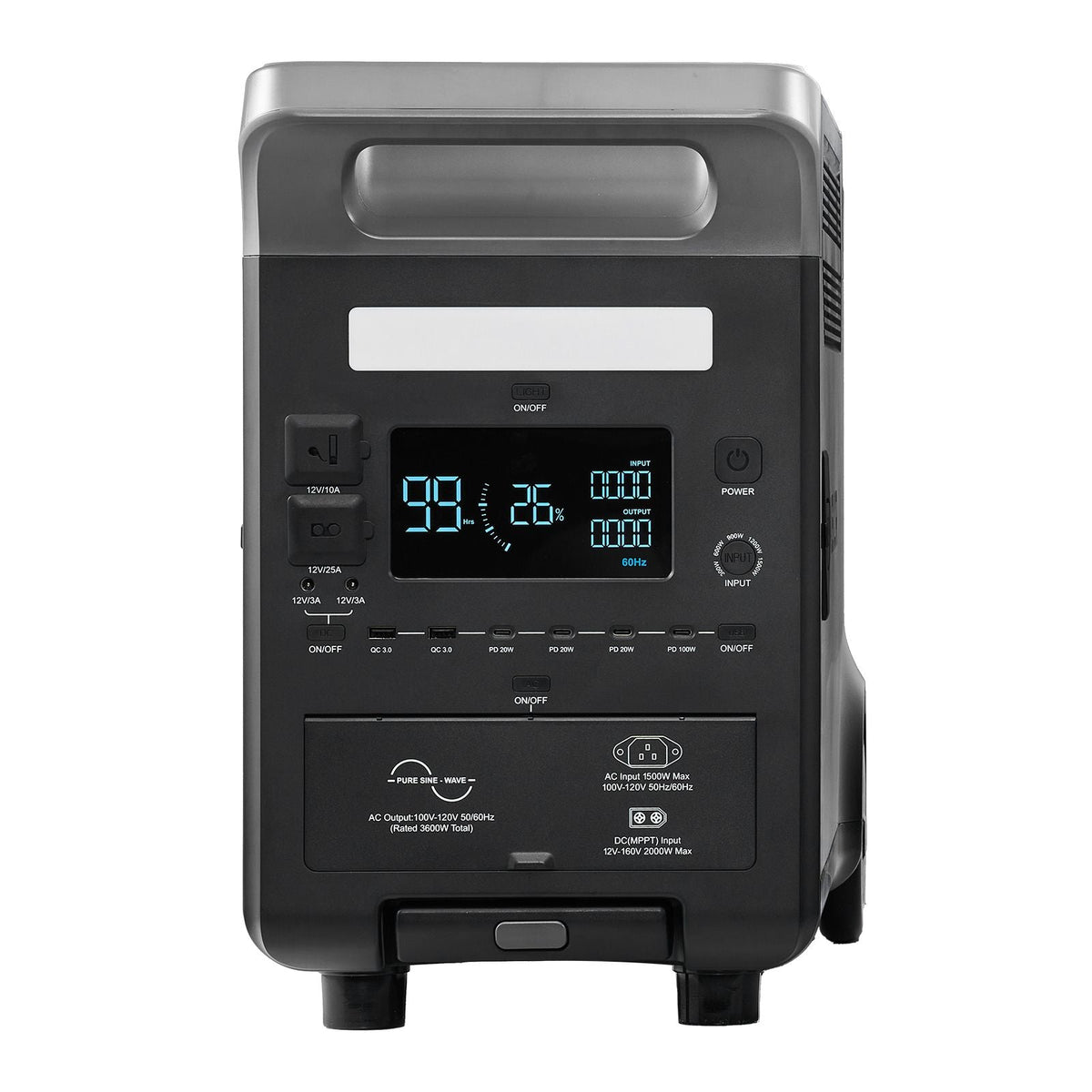 Portable Power Station, 3600W 3840Wh Power Station Solar Generator with 10 Output Ports & Adjustable Input Power, Expandable LiFePO4 Battery Backup for Home Camping RV (Solar Panel NOT Included)