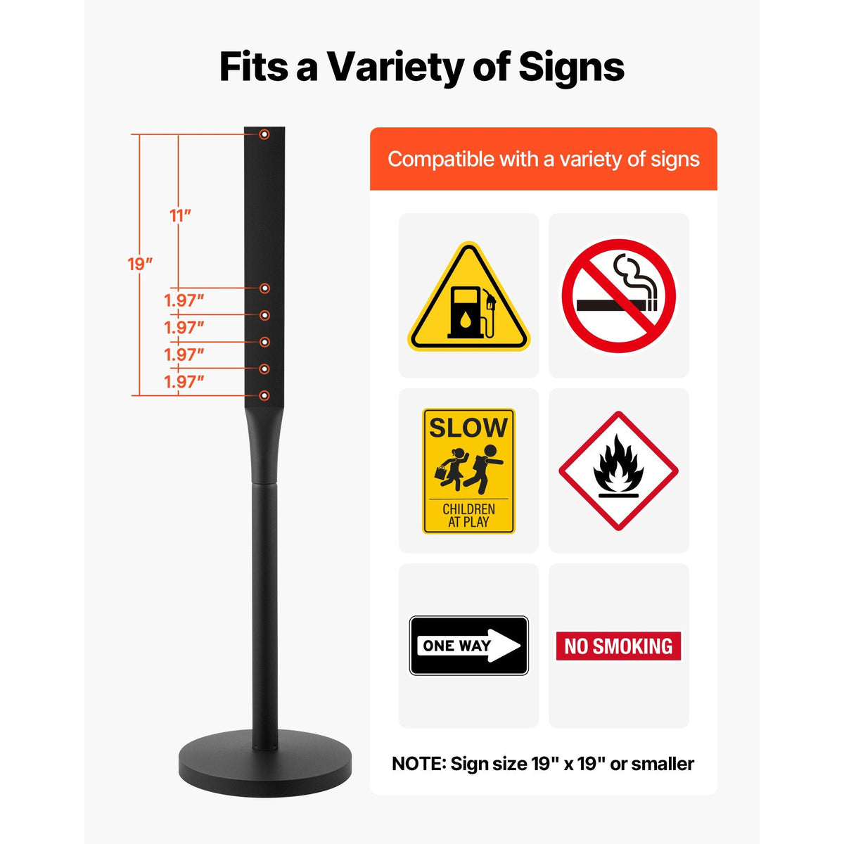 Portable Sign Post, 2-Pack, 4 ft Tall, Metal Sign Stands with Heavy Duty Cast Iron Base, Multi-Hole Design for Easy Installation, Wind-Resistant, for Indoor and Outdoor Parking, Warning, Notice
