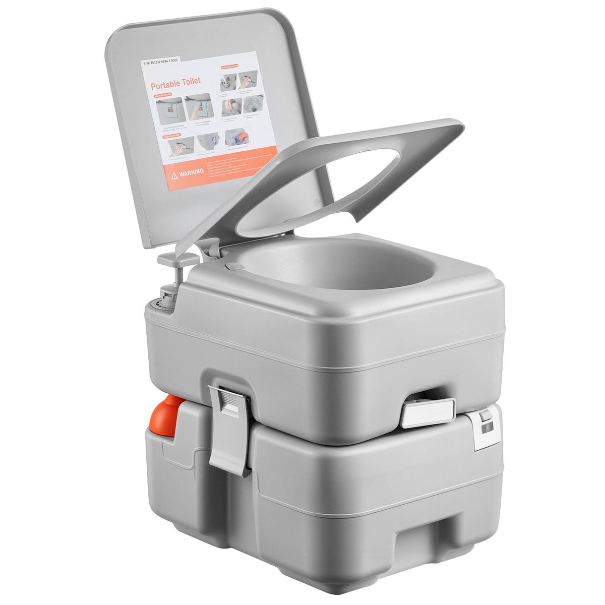Portable Toilet, 5.3 Gallon Detachable Waste Tank, 120 Flushes, Camping Toilet for Adults, Outdoor Travel Potty with Level Indicator, Carry Bag, Suitable for RV Travel, Camping, Hiking, Boating