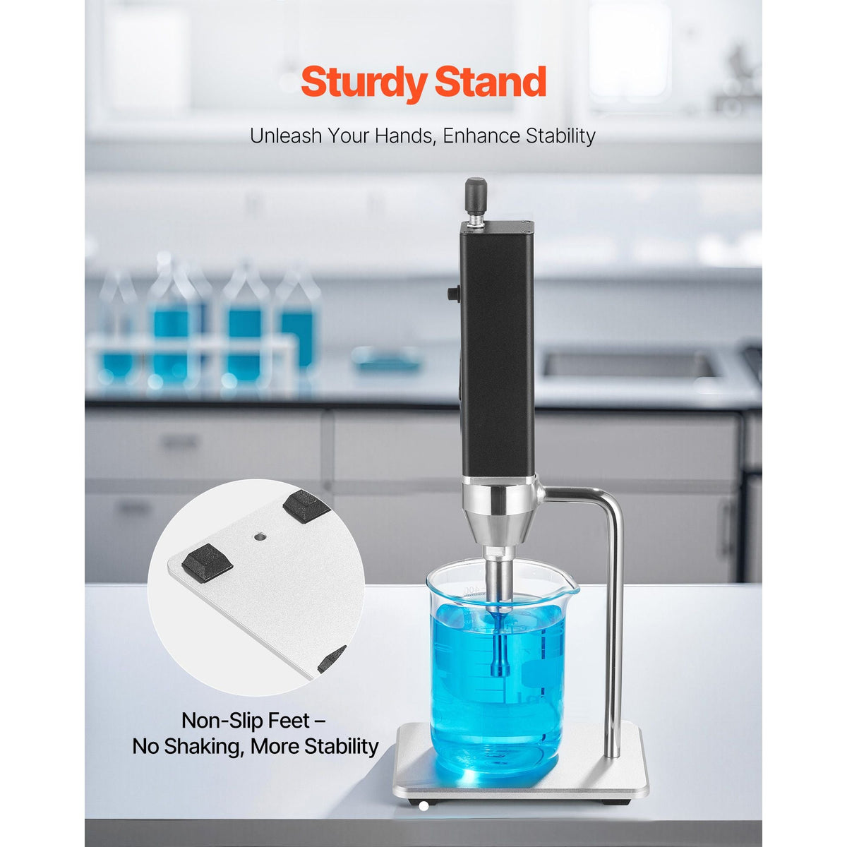Portable Ultrasonic Homogenizer, 0.3 in Titanium Alloy Probe, 30KHz Ultrasonic Frequency, 50-300ml Capacity, Handheld and Desktop Dual Use, Sonicator Processor Cell Disruptor Mixer with Stand