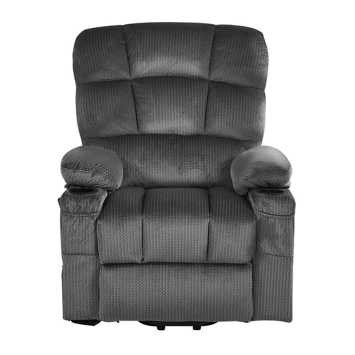 Power Lift Recliner Chair, Dual Motor, Large Electric Lift Chair with Heat and Massage for Elderly, Infinite Position Adjustment, Velvet Fabric, with Storage Pockets, Cup Holders, Dark Gray