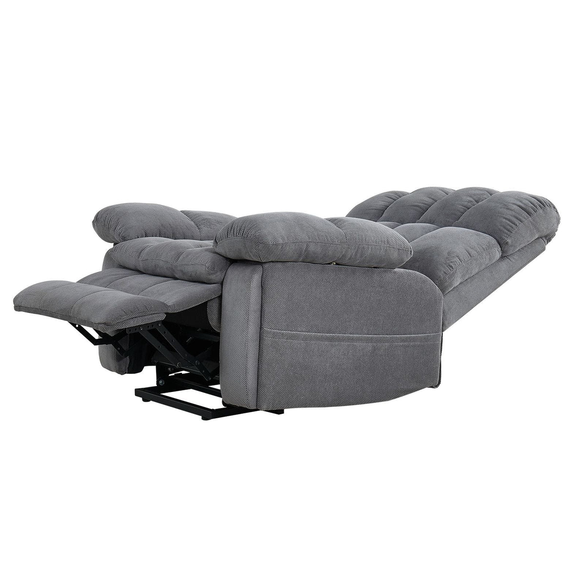 Power Lift Recliner Chair, Dual Motor, Oversized Electric Lift Chair with Heat and Massage for Elderly, Infinite Position Adjustment, Chenille Fabric, with Side Pockets, Cup Holders, Light Gray