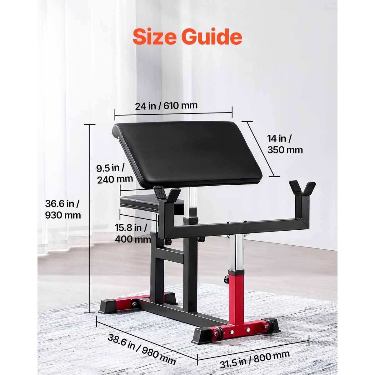 Preacher Curl Bench, Strength Training Biceps Machine, Max load 440 LBS Home Gym Equipment, Seated Arm Isolated Barbell Dumbbell Bicep Station, Adjustable Weight Benches for Home Gym