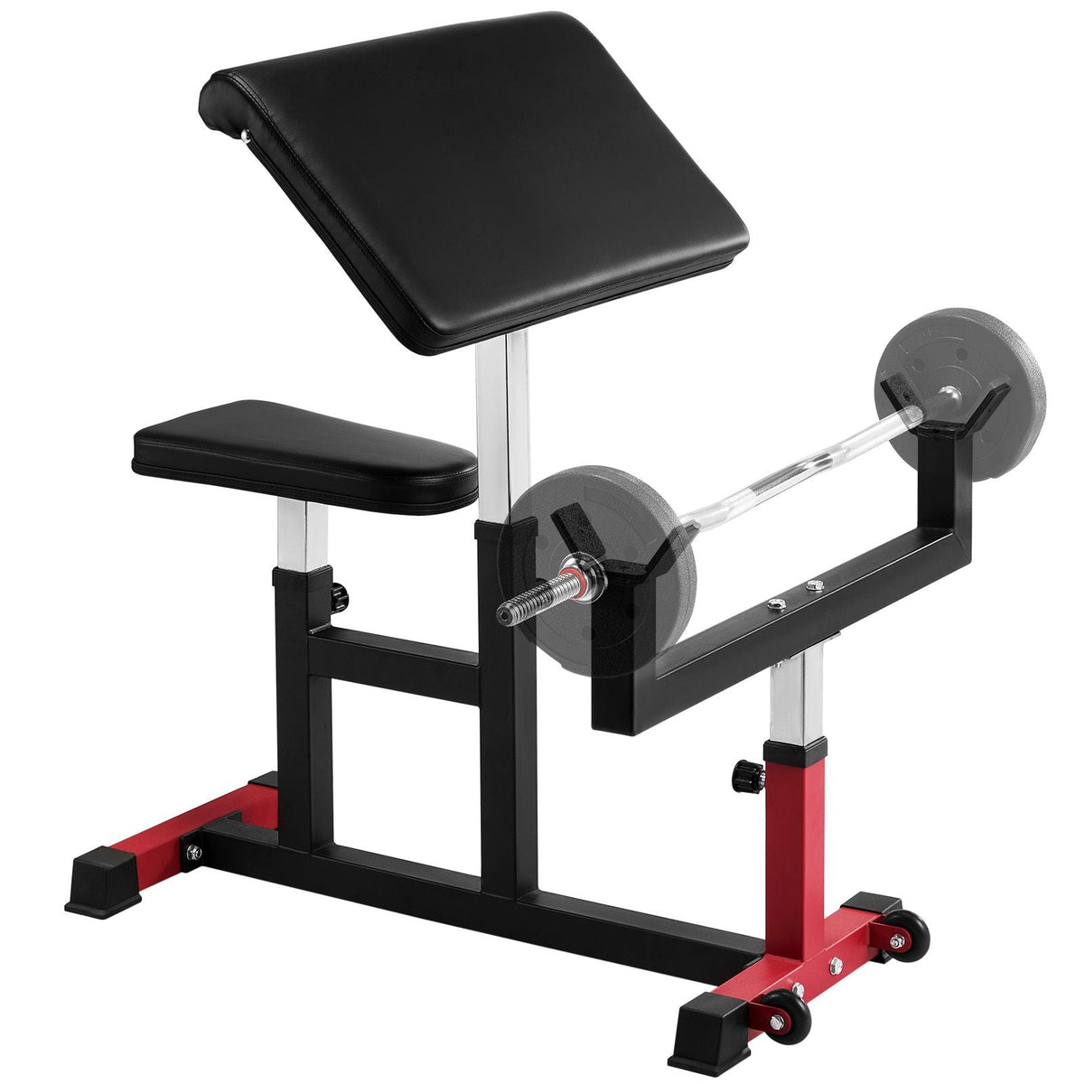 Preacher Curl Bench, Strength Training Biceps Machine, Max load 440 LBS Home Gym Equipment, Seated Arm Isolated Barbell Dumbbell Bicep Station, Adjustable Weight Benches for Home Gym