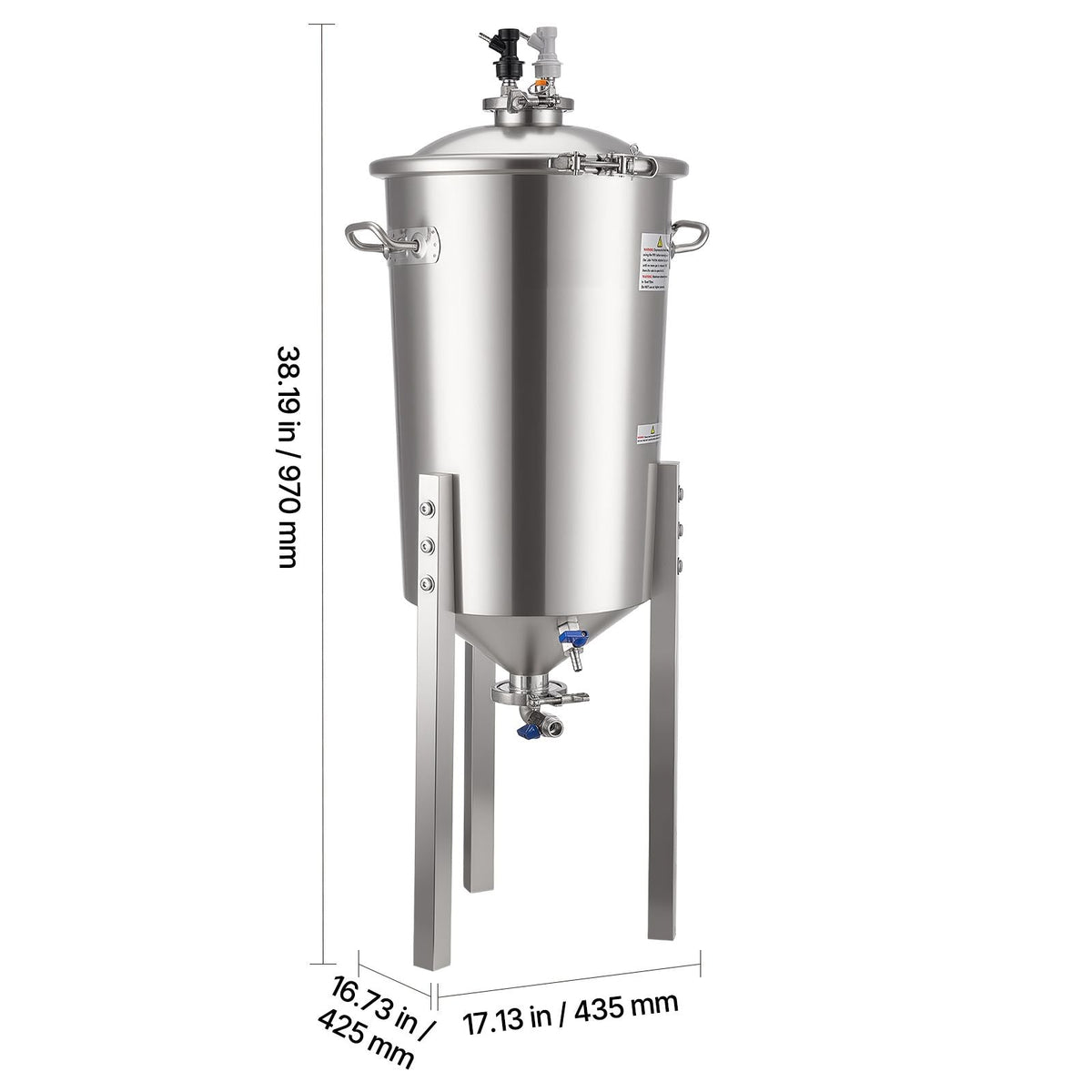 Pressure Fermenter 15 PSI, 8 Gal/30L All-in-One Stainless Steel Conical Secondary Fermentation Bucket, for Wine, Beer Brewing Equipment